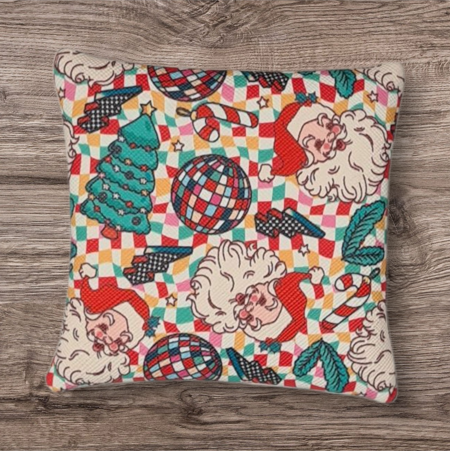 Disco Santa on White petite pouch