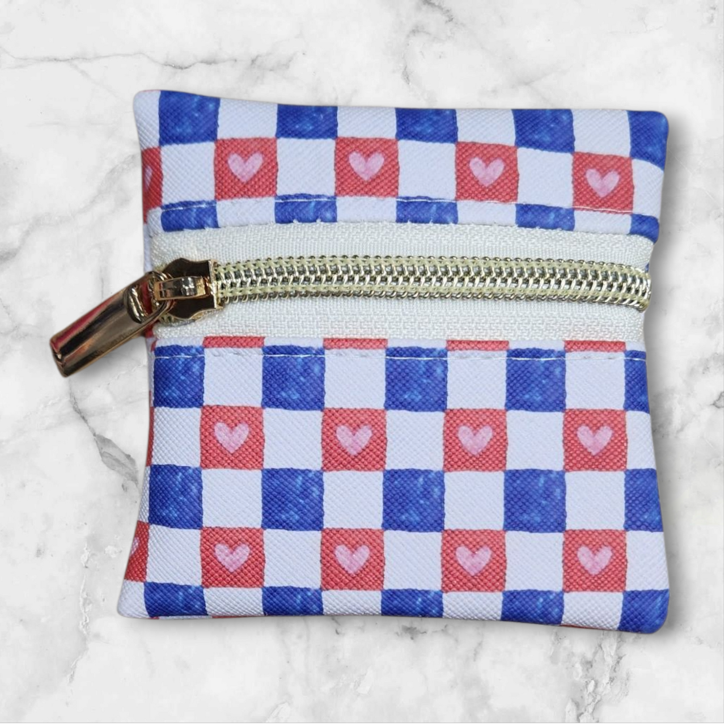 Checkered hearts petite pouch