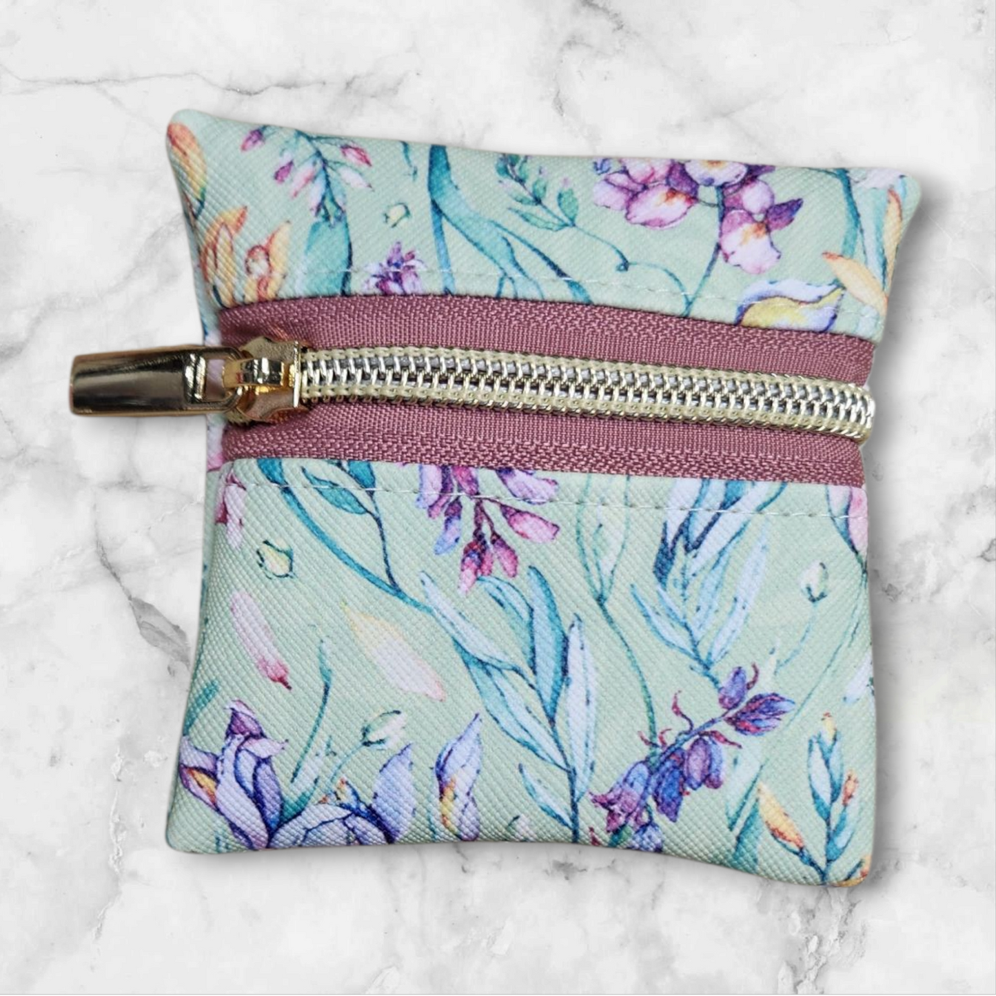 Floral on mint catchers petite pouch