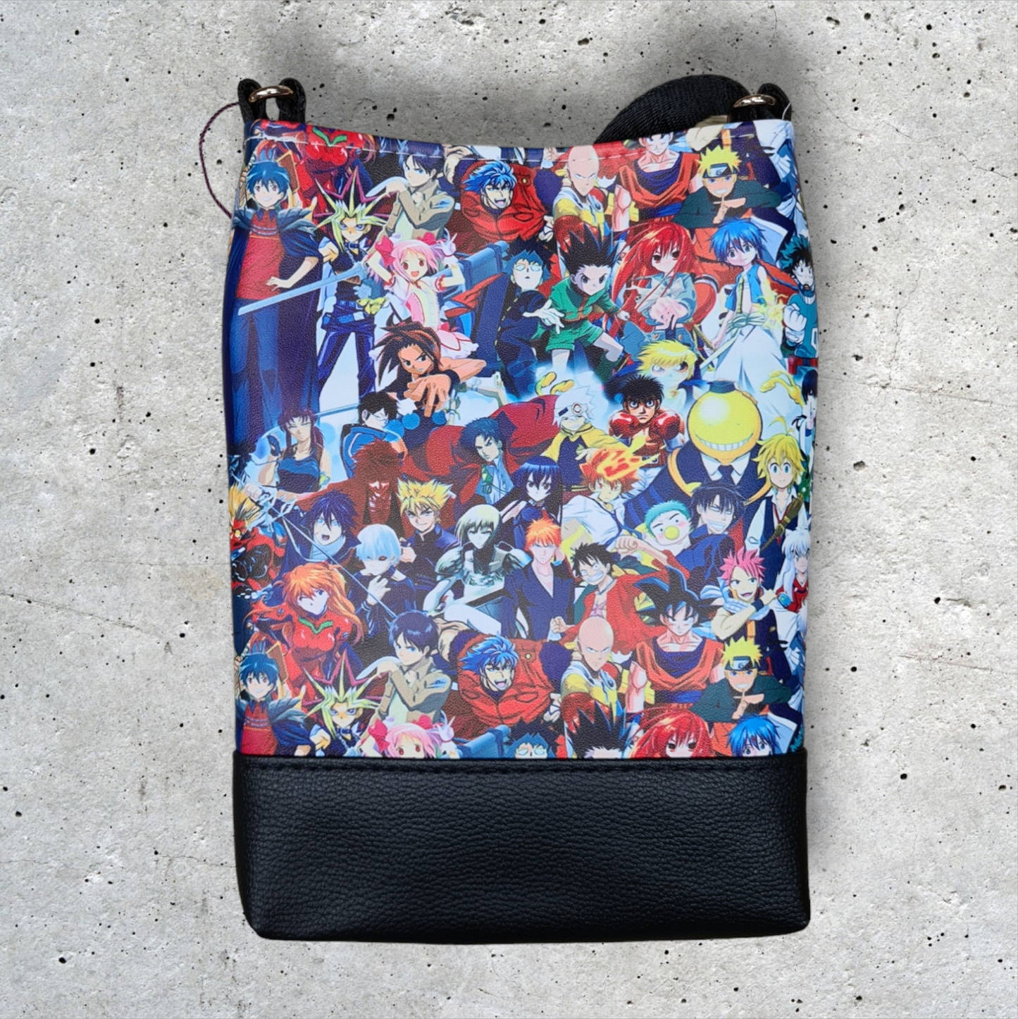 Anime on black Crossbody bag