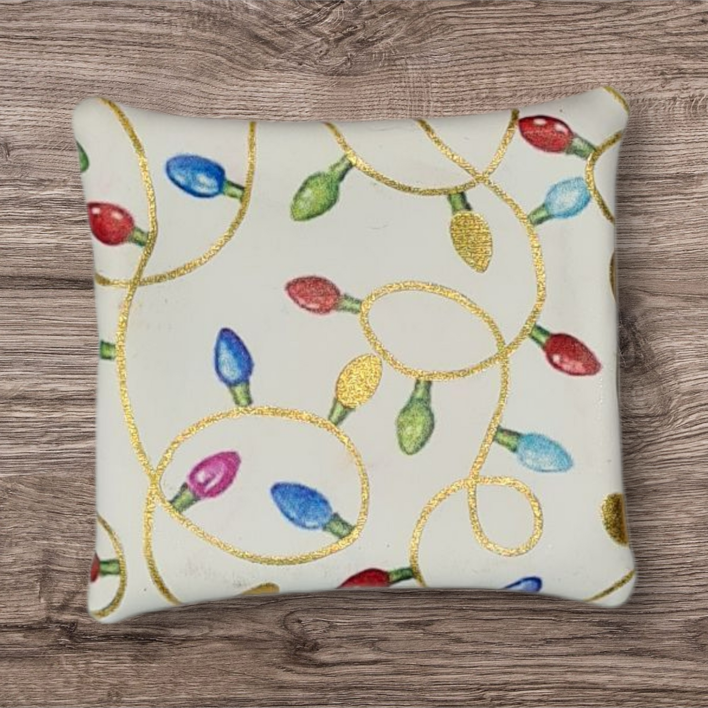 Gold Foil lights on white Petite pouch