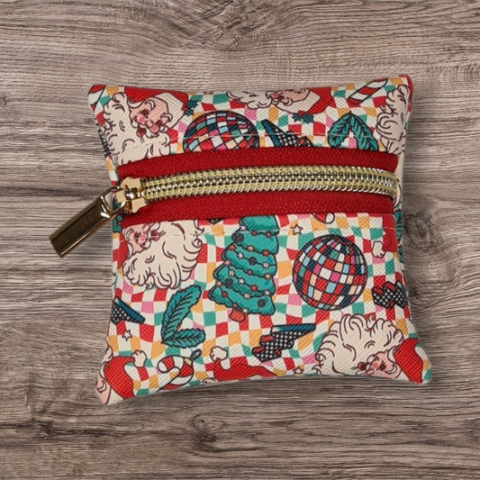 Disco Santa on White petite pouch