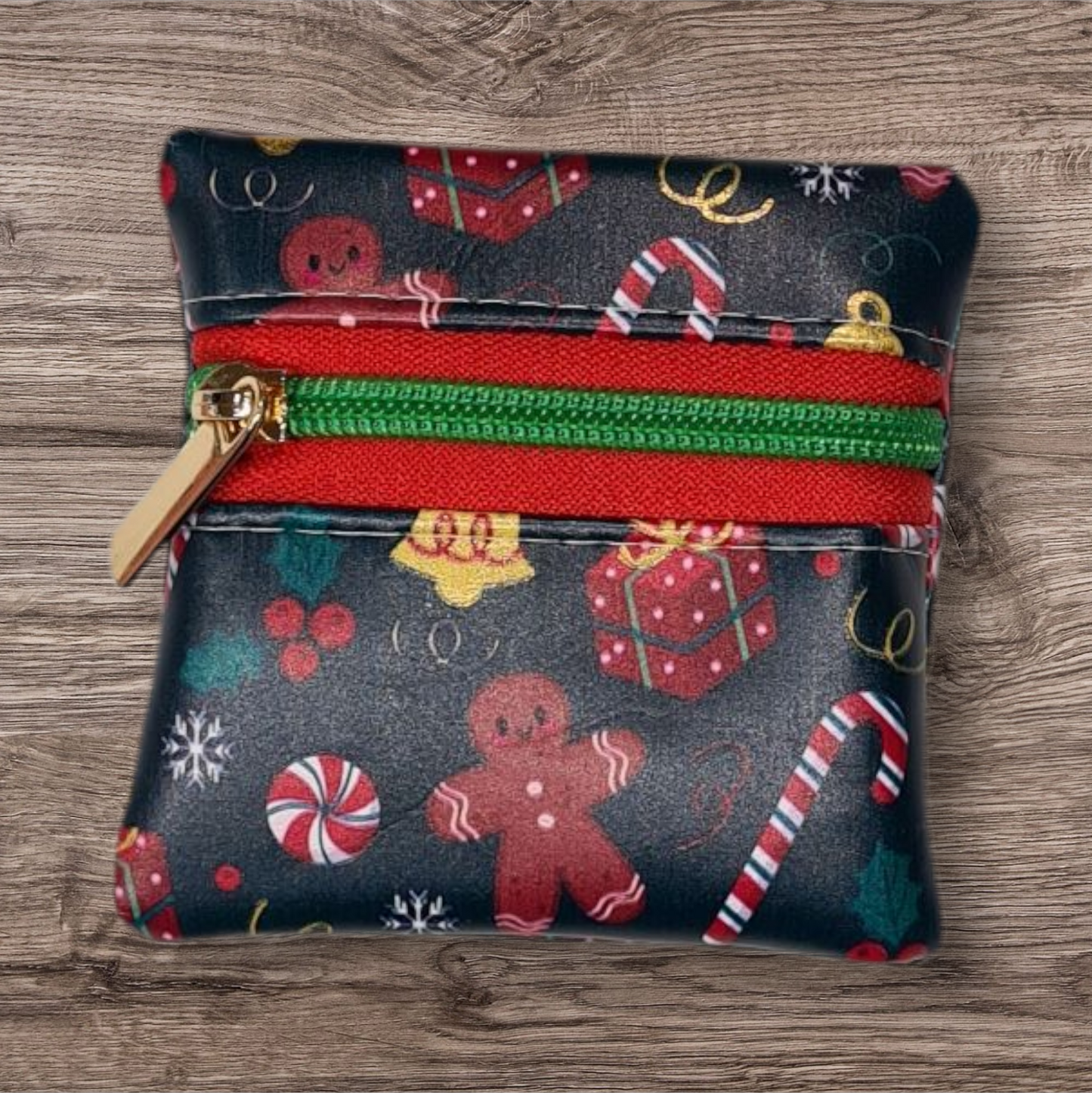 Gold foil Symbols on Dark Green Petite pouch