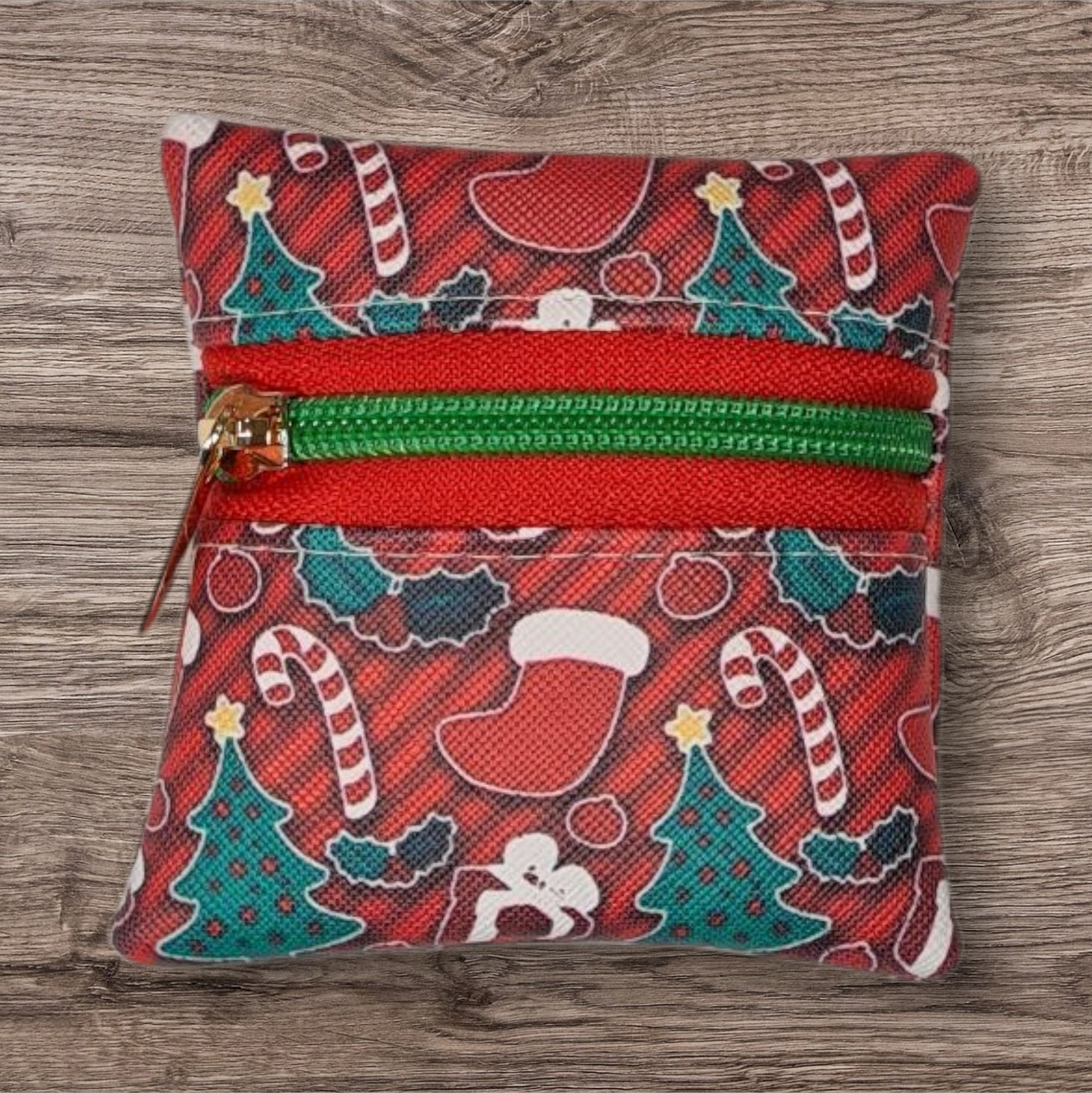 Christmas Symbols striped Petite pouch