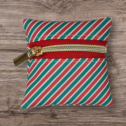 Red & Green Candy Cane stripes petite pouch