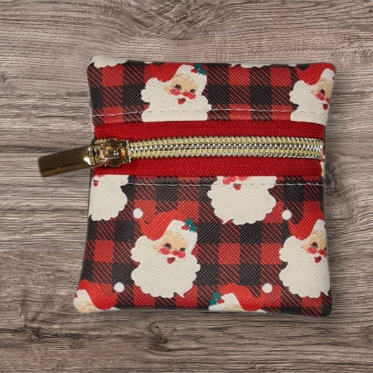 Vintage Santa on plaid Petite pouch