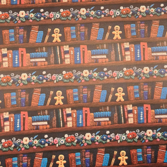 Preorder petite pouch - Gingerbread bookshelf black back