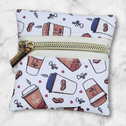 Coffee on white petite pouch