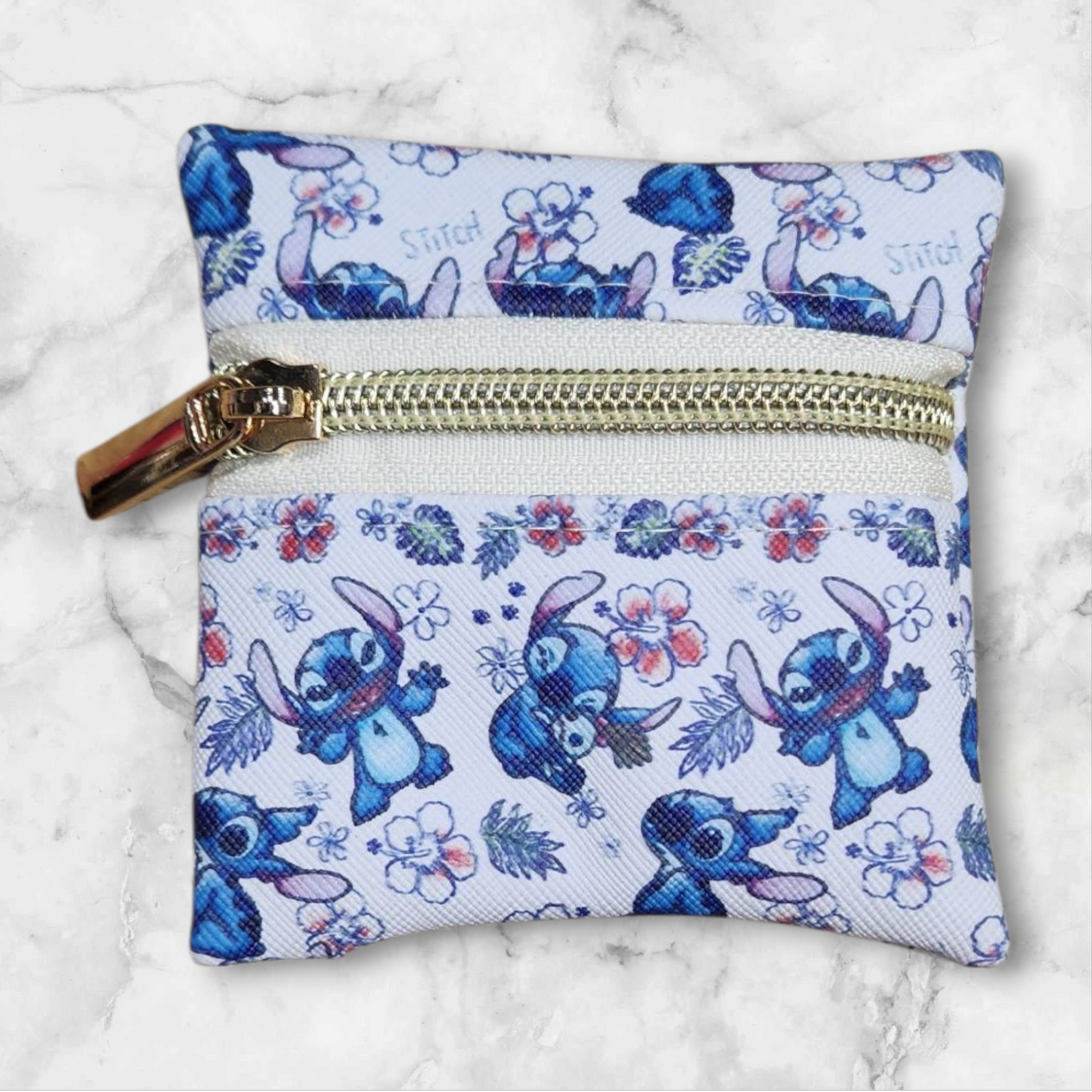 Blue Alien with flowers petite pouch