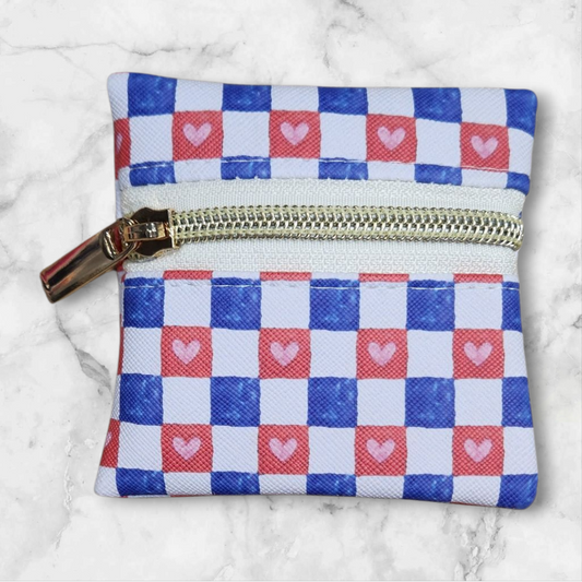 Checkered hearts petite pouch