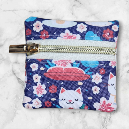 Cat on Navy petite pouch