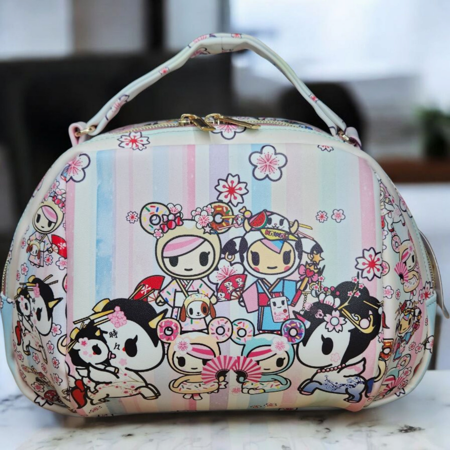 Cherry Blossom Group Faux Leather Petite Sassy Handbag