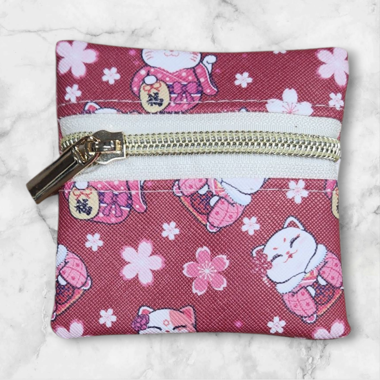 Cat on Red petite pouch