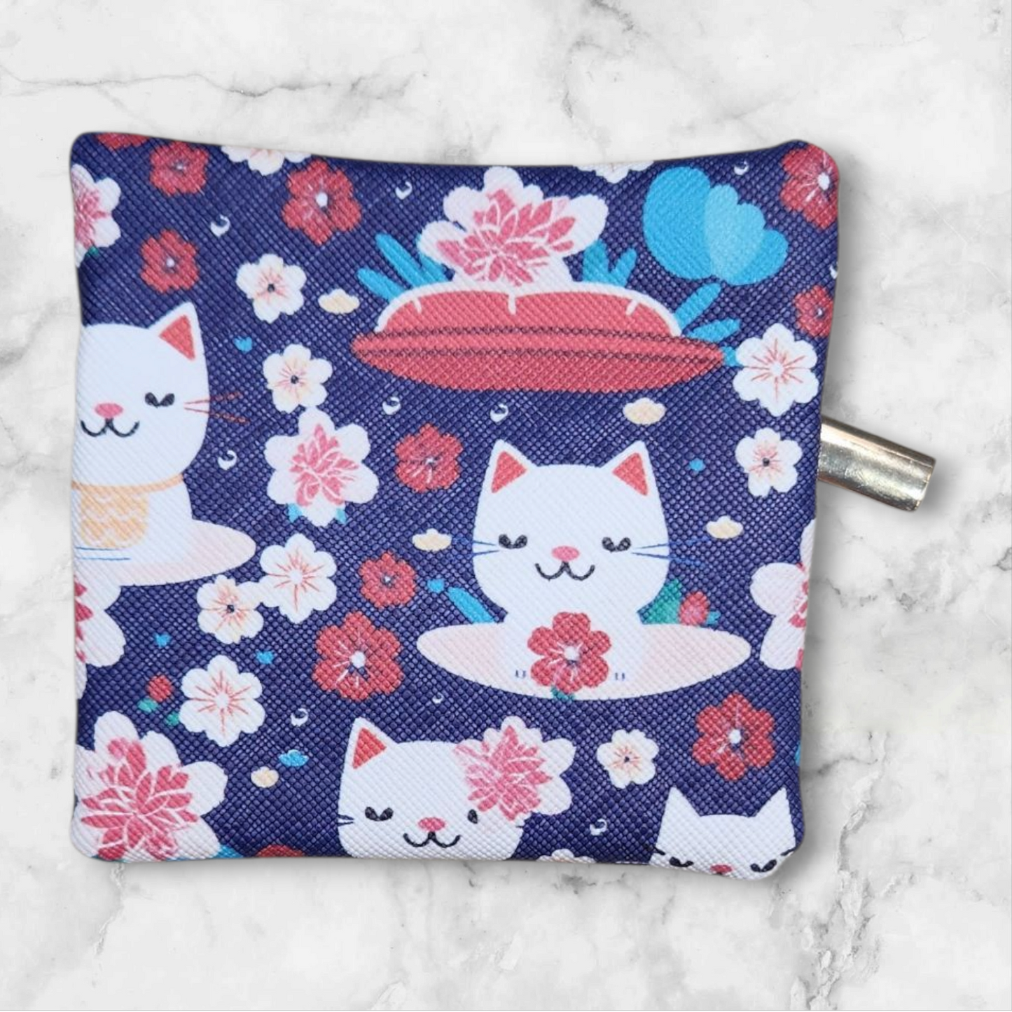 Cat on Navy petite pouch