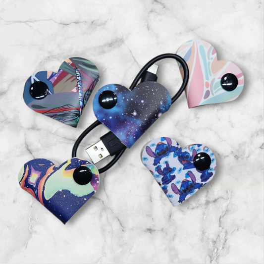 Heart shape faux leather cable keepers