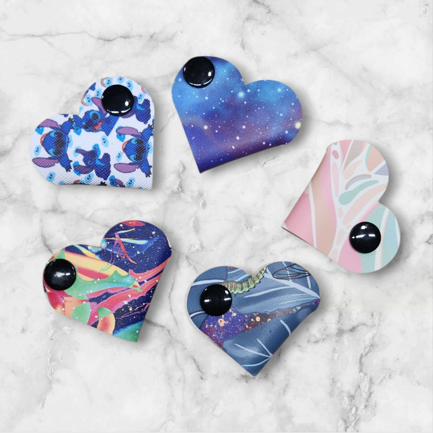 Heart shape faux leather cable keepers