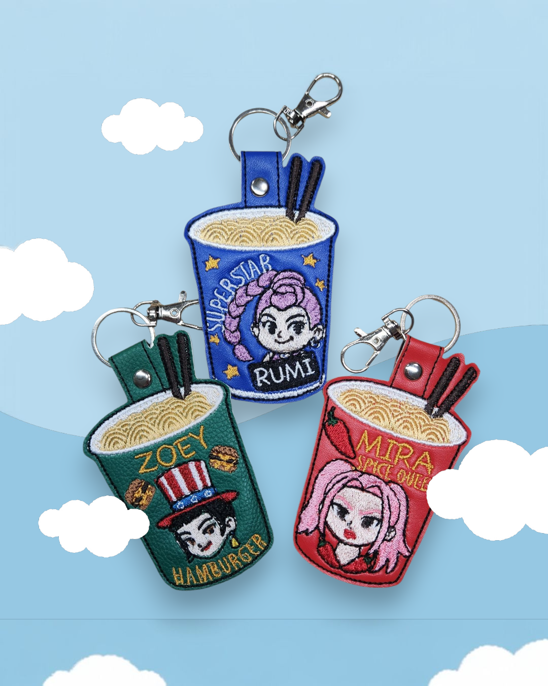 K pop girl group ramen bag charms/ key rings