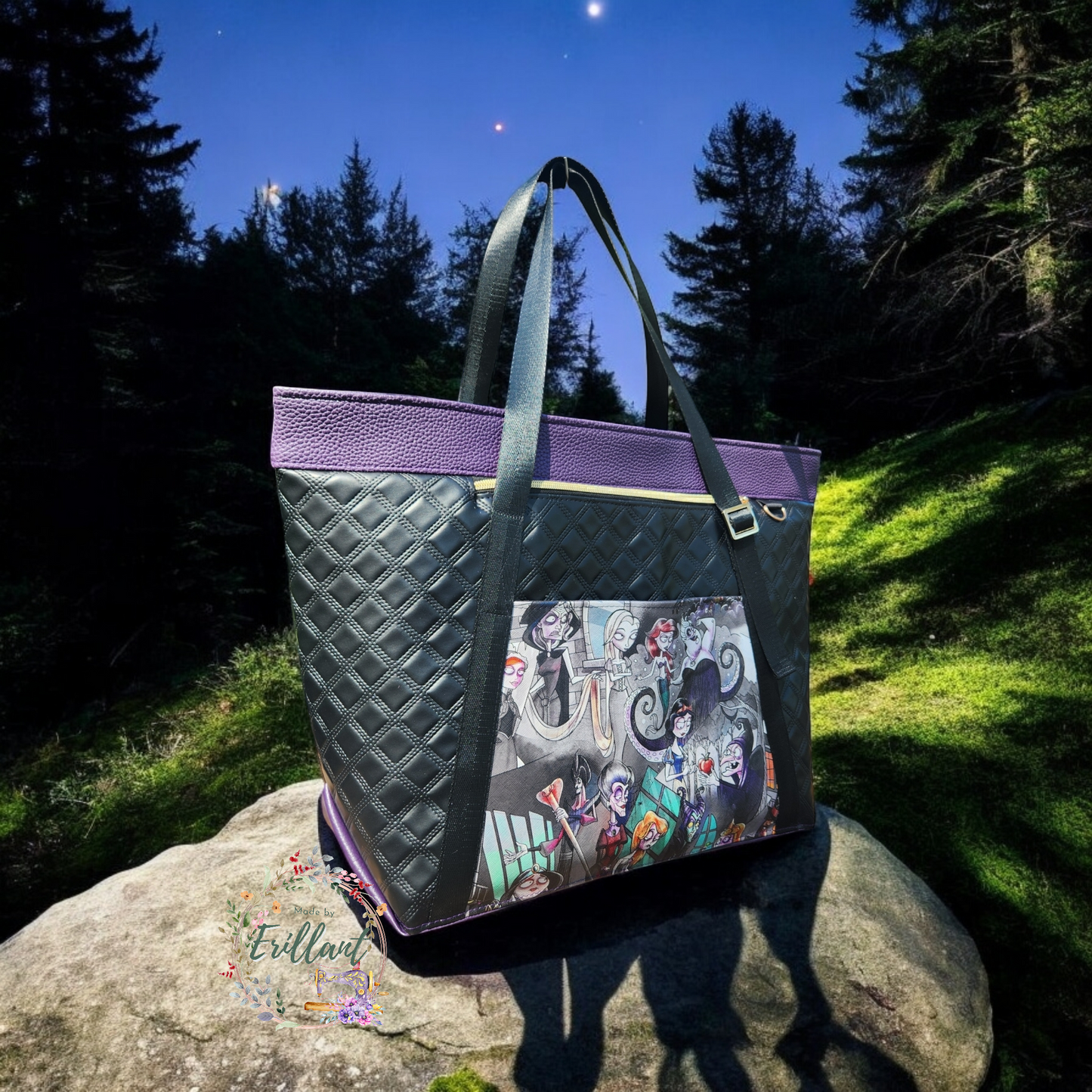 Dark princess Large overnight adjustable Tote bag
