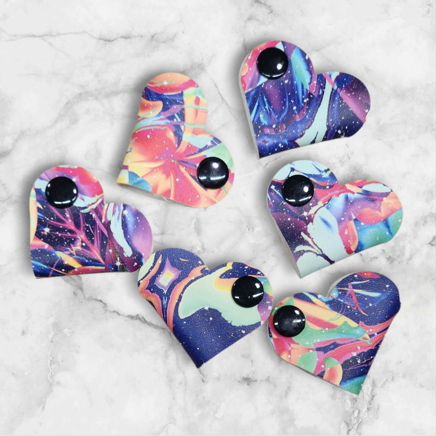 Heart shape faux leather cable keepers