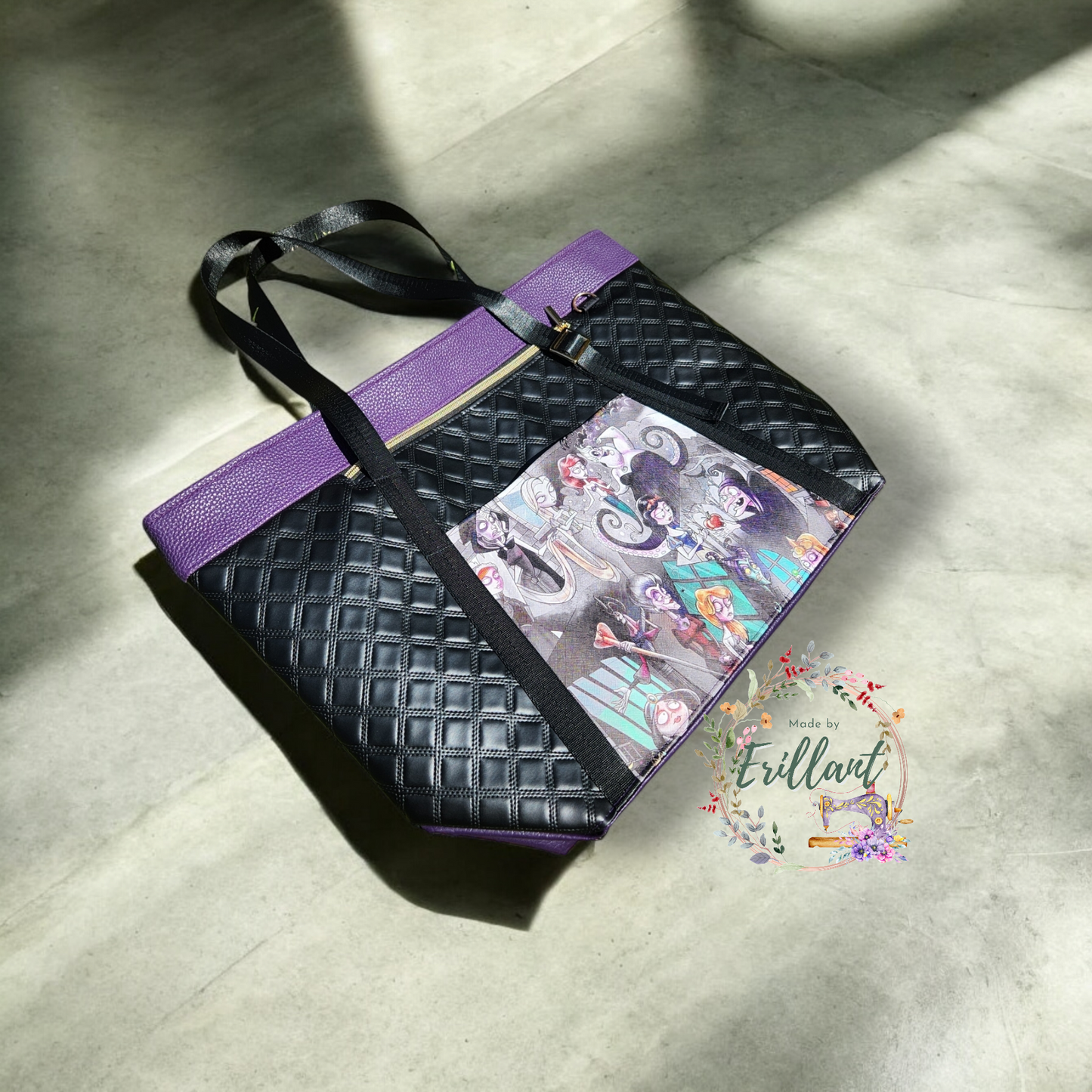 Dark princess Large overnight adjustable Tote bag